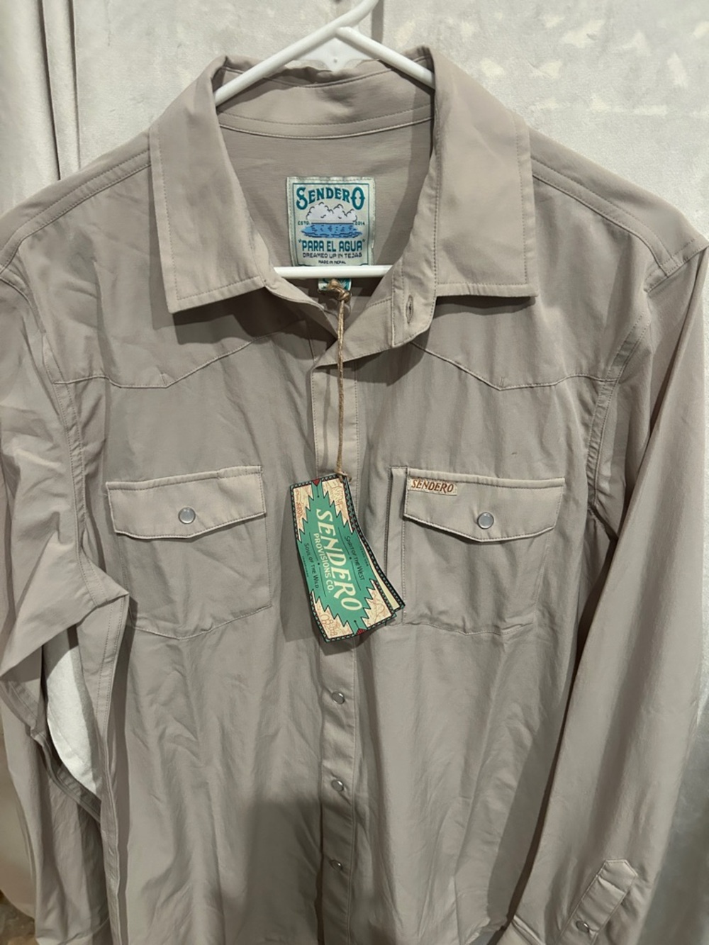 Sendero Men's Casual Button-Down Shirt in Light Taupe